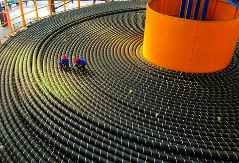 Submarine power cables prepared for deployment